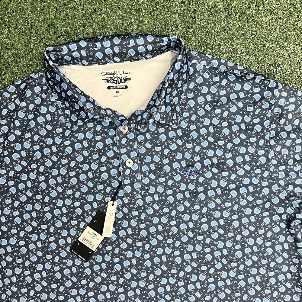 NWT Straight Down Mens Golf Bootlegger Polo Shirt Size XL All Over Print